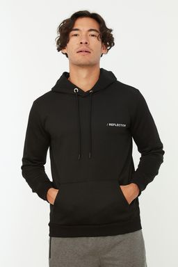 Siyah Regular/Normal Kesim Kapusonlu S?rt Bask?l? Sweatshirt TMNAW21SW0514 - Trendyolmilla фото 3