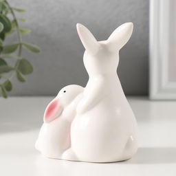 Фигурка керамика «Заюшка с зайчиком беленькие», 5.3×8×10 см