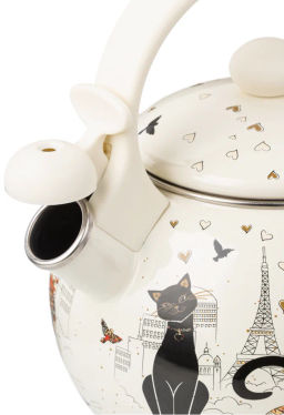 Чайник эмалированный со свистком, серия Парижские коты 2.2л, индукционное дно 934-394 - Арти-м фото 4