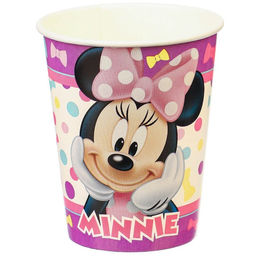Цена за 10 шт. Стакан бумажный, С Днём Рождения!, 250 мл, Минни Маус