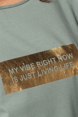 Лонгслив из премиального хлопка с авторским принтом стойкой фольгой - Vilatte фото 2