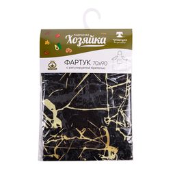 Фартук 70*90 с карманом и регулируемой бретелью, рогожка, 100% хлопок, Мрамор