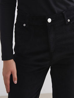 Dar Fit ?spanyol Pa?a Kadife Kad?n Pantolon