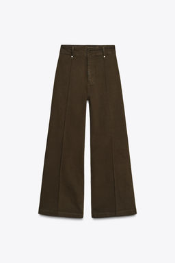 JEANS ZW COLLECTION TAILORED WIDE LEG TIRO ALTO / Chocolate - Zara фото 6