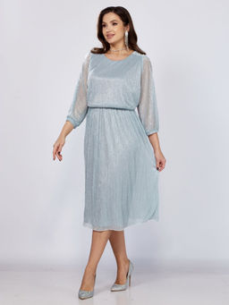 Платье Mira Fashion 5446W-Р голубой с полуоткрытыми рукавами