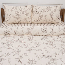 КПБ Чистый хлопок 1,5 спальный, наволочки 50х70, поплин, 100% хлопок, Гербариум ВБ Пододеяльник 146х215 с прорезью, простыня классическая 150х215 подшита с 4-х сторон, наволочки 50х70 с клапаном - 2 шт. - Традиция фото 47