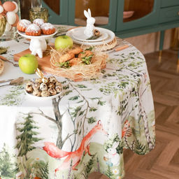 Скатерть Этель Лесная сказка, d=148 см, саржа, хлопок, 190г/м2  фото 7