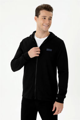 U. S. Polo Assn Мужской черный вязаный кардиган с капюшоном