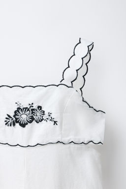 MONO LARGO BORDADO CUT OUT CON ALGOD?N Y LINO / Crudo / Negro - Zara фото 6