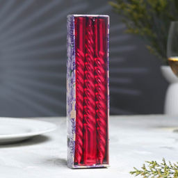 Набор свечей витых, 1.9×20 см, 6 шт., рубиновый металлик