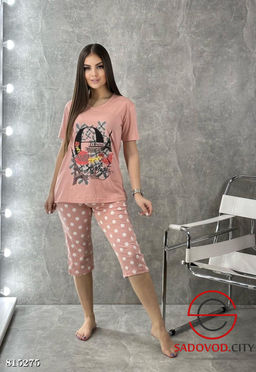 Пижама женская футболка и бриджи
