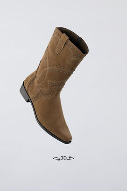 SUEDE COWBOY BOOTS WITH STUDS - Zara фото 3