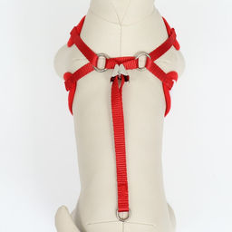 Комплект с мягкой шлейкой и бантиком Якорь, размер S, поводок 120 x 1,5 см, ОГ 23-42 см, красный - Пижон фото 7