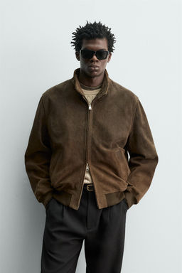 REGULAR FIT LEATHER SUEDE JACKET - Zara фото 2