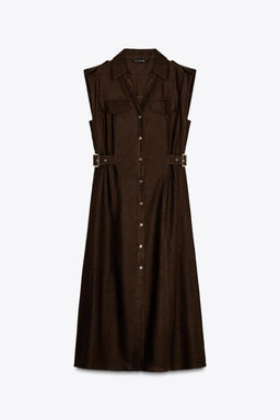 LINEN BLEND MIDI DRESS - Zara фото 5