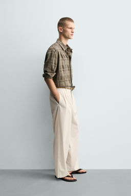 CAMISA FLUIDA CUADROS / Khaki - Zara фото 4