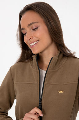 Kad_n Haki Fermuarl_ Dik Yaka Polar Sweatshirt - U.s. polo assn фото 2