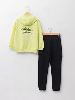 Kap??onlu Bask?l? Uzun Kollu Oversize K?z ?ocuk Sweatshirt ve E?ofman Alt? - Waikiki фото 2