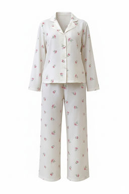 Beyaz-Pembe Dokulu Cicekli Orme Pijama Tak?m? THMAW26PT00213 - Trendyolmilla фото 2