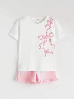 Fiyonk Bask?l? K?z ?ocuk Ti??rt ve ?ort