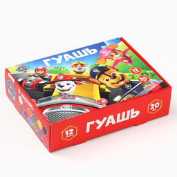 Гуашь 12 цветов по 20 мл, «Щенячий патруль»