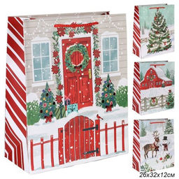 Цена за 12 шт. Пакет подарочный 26х32х12см / 5385L /уп 12/384/Новый год