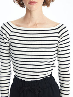 Kay?k Yaka ?izgili Kad?n Body