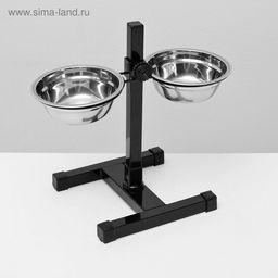 Подставка с мисками, 2350 мл, высота 30 см, разборная, чёрная - Пижон фото 3