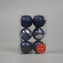 Ёлочные игрушки Перелив, ёлочка, шары новогодние, набор d=6 см, 6 шт., синий - Зимнее волшебство фото 2
