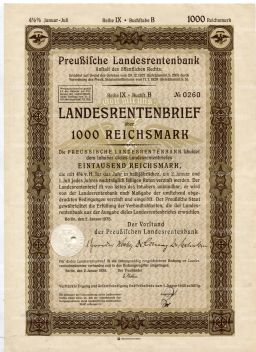 Облигация 4,5% 1000 рейхсмарок 1935 года Германия