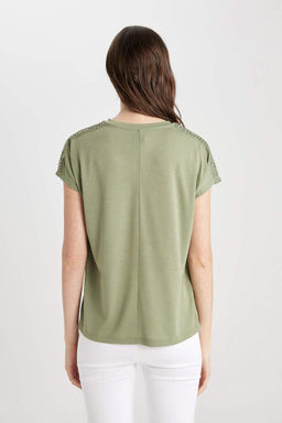 Футболка с круглым вырезом и короткими рукавами - Defacto фото 6