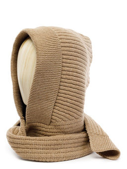 Капор жен. шерсть+акр LB-N88047 beige