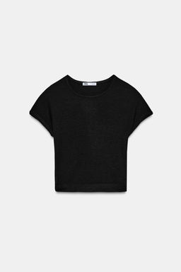 CAMISETA CROPPED MANGA CORTA / Negro - Zara фото 3