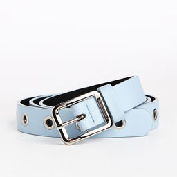 Ремень женский, ширина 2.5 см, люверсы, пряжка металл, цвет голубой