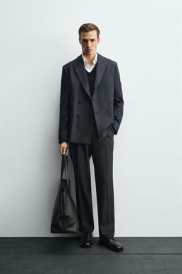 TEXTURED SUIT TROUSERS