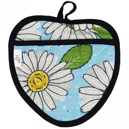 Прихватка с запахом 20х20см "Душистая ромашка, вид 4", форма "Клубника", рогожка 171г/м2, хлопок 100%, наполнитель - ватин 280г/м2, на пластмассовом подвесе, "Домашняя мода" (Россия)