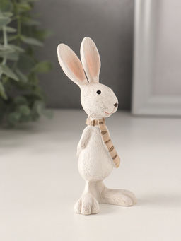 Фигурка полистоун «Белый зайка в полосатом шарфе», 5×3.5×11 см