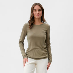 Лонгслив женский KAFTAN: Basic line, хаки, размер 48-50