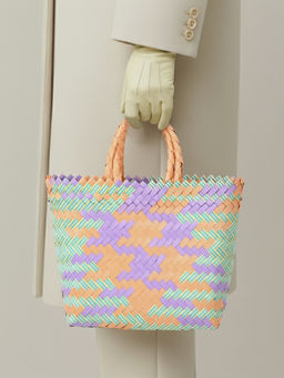 Сумка плетёная, 30×10×30 см, пластик, разноцветная