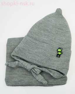 03-22-E Комплект для мальчика флис (шапка+снуд) (46-48)