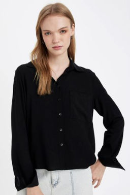 Regular Fit Basic Duz Dugmeli Uzun Kollu Gomlek