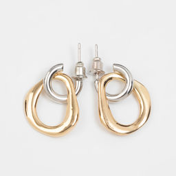 Серьги металл «Цепь» полукруг, звено, цвет серебро с золотом - Qf фото 3