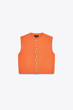 SHELL BUTTON KNIT WAISTCOAT TOP - Zara фото 12
