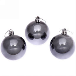 Цена за 2шт. Новогодние шары 6 см (набор 3 шт) "Глянец", графит