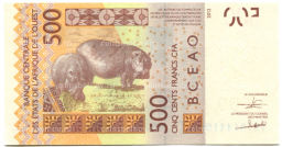 500 франков 2012 (2018) года Западная Африка Литера Т (Того)