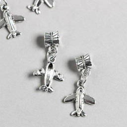 Цена за 4 шт. Бейл с подвеской металл для творчества Самолётик серебро 2,6 см