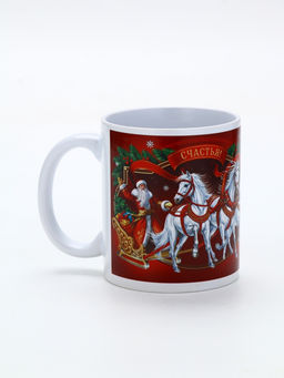 Кружка новогодняя керамическая «Тройка лошадей», лошадь, 320 мл
