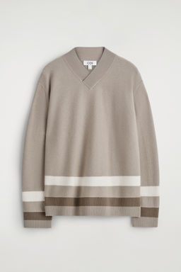 JERSEY DE LANA A RAYAS CON CUELLO DE PICO