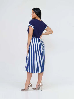 Платье женское, цвет синий белый