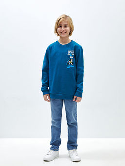 Bisiklet Yaka Looney Tunes Bask?l? Uzun Kollu Erkek ?ocuk Sweatshirt - Waikiki фото 3